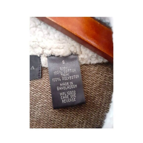 Oscar De La Renta Tan Sherpa Collar Sweater Size S - Picture 8 of 9